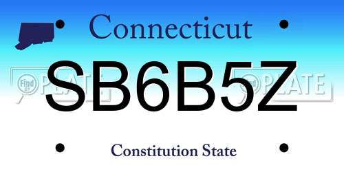 SB6B5Z Connecticut License Plate