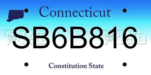 SB6B816 Connecticut License Plate