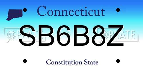 SB6B8Z Connecticut License Plate