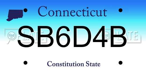 SB6D4B Connecticut License Plate