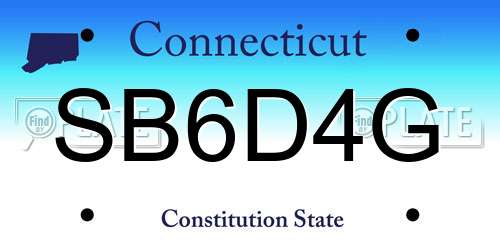 SB6D4G Connecticut License Plate