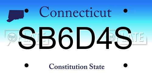 SB6D4S Connecticut License Plate