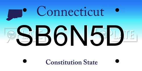 SB6N5D Connecticut License Plate