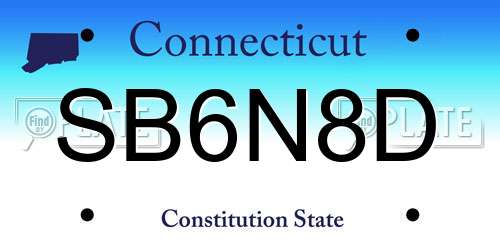 SB6N8D Connecticut License Plate