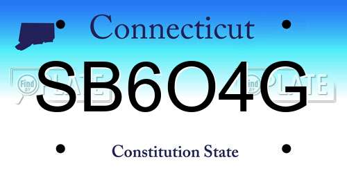 SB6O4G Connecticut License Plate