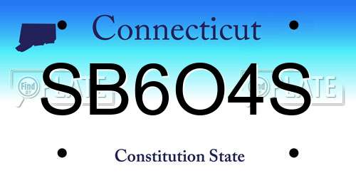 SB6O4S Connecticut License Plate