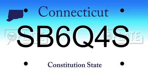 SB6Q4S Connecticut License Plate