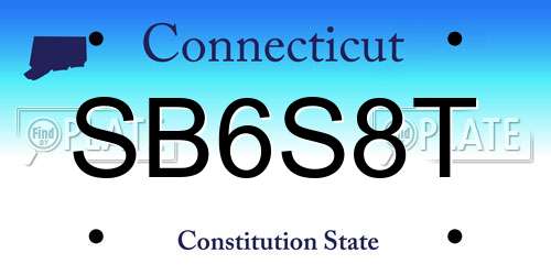 SB6S8T Connecticut License Plate