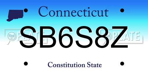 SB6S8Z Connecticut License Plate