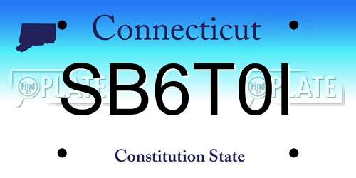 SB6T0I Connecticut License Plate