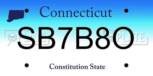 SB7B8O Connecticut License Plate