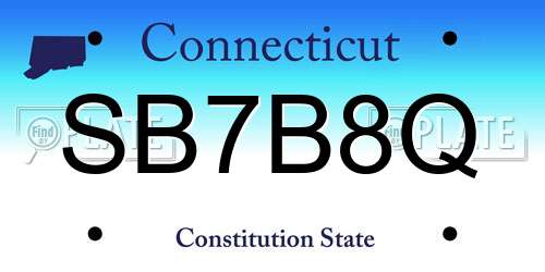 SB7B8Q Connecticut License Plate