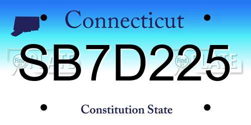 SB7D225 Connecticut License Plate