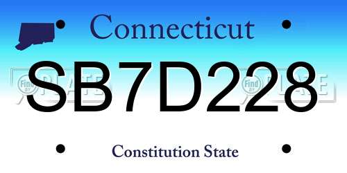 SB7D228 Connecticut License Plate