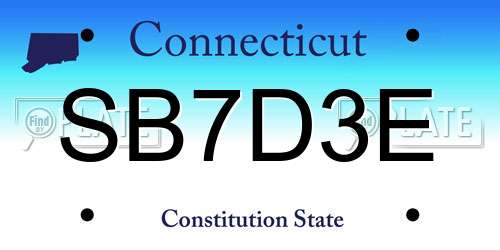 SB7D3E Connecticut License Plate