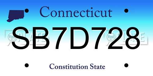 SB7D728 Connecticut License Plate