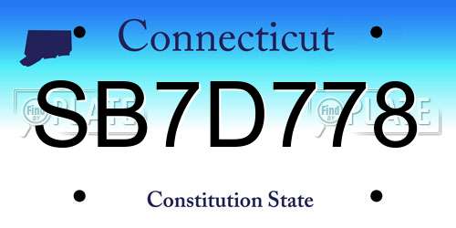 SB7D778 Connecticut License Plate