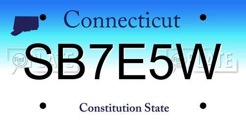 SB7E5W Connecticut License Plate
