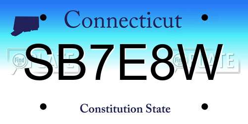 SB7E8W Connecticut License Plate