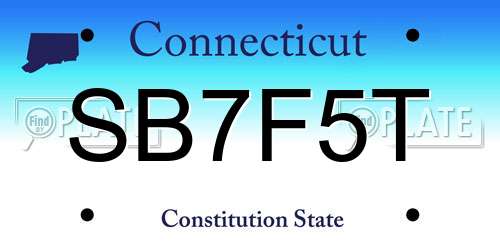 SB7F5T Connecticut License Plate