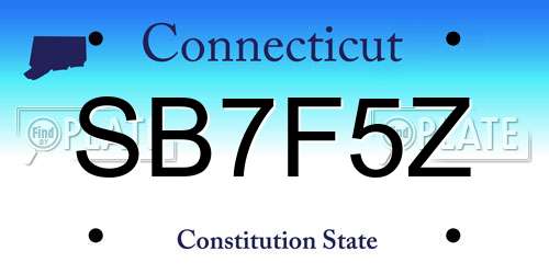 SB7F5Z Connecticut License Plate