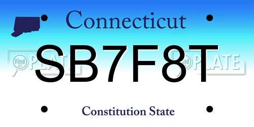 SB7F8T Connecticut License Plate