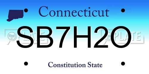 SB7H2O Connecticut License Plate