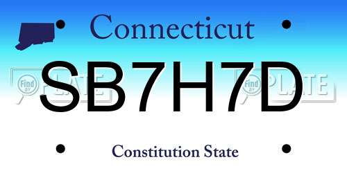 SB7H7D Connecticut License Plate
