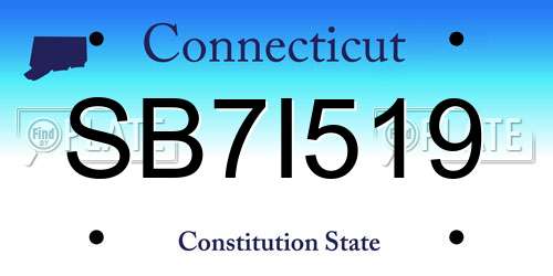 SB7I519 Connecticut License Plate
