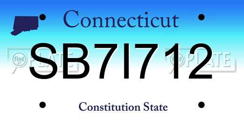 SB7I712 Connecticut License Plate