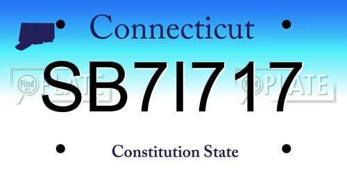 SB7I717 Connecticut License Plate