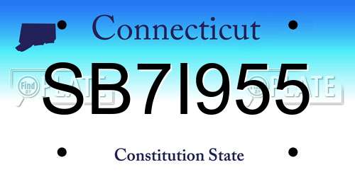 SB7I955 Connecticut License Plate