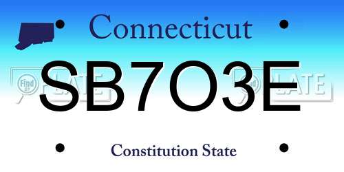 SB7O3E Connecticut License Plate