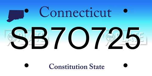 SB7O725 Connecticut License Plate
