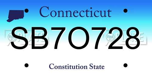 SB7O728 Connecticut License Plate