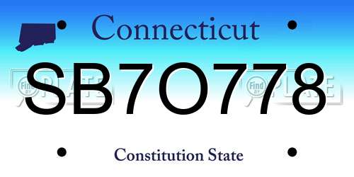 SB7O778 Connecticut License Plate