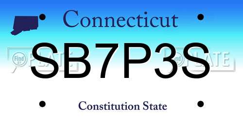 SB7P3S Connecticut License Plate