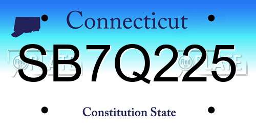 SB7Q225 Connecticut License Plate