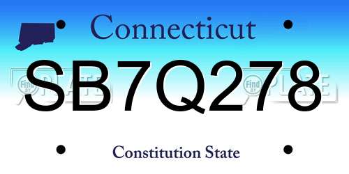 SB7Q278 Connecticut License Plate