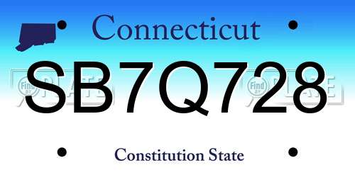 SB7Q728 Connecticut License Plate
