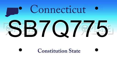 SB7Q775 Connecticut License Plate