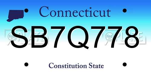 SB7Q778 Connecticut License Plate