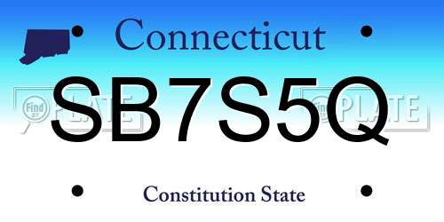 SB7S5Q Connecticut License Plate