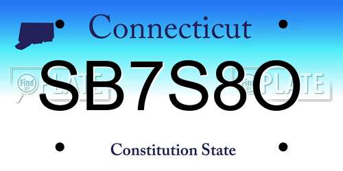 SB7S8O Connecticut License Plate