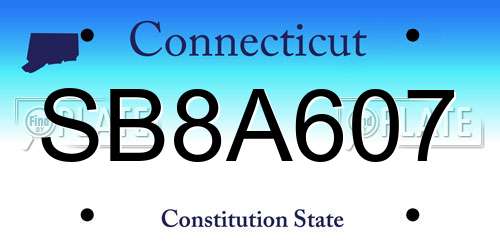 SB8A607 Connecticut License Plate