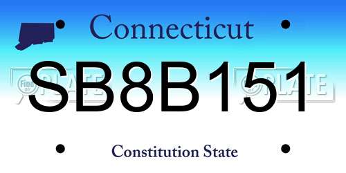 SB8B151 Connecticut License Plate