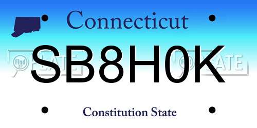 SB8H0K Connecticut License Plate