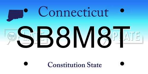 SB8M8T Connecticut License Plate