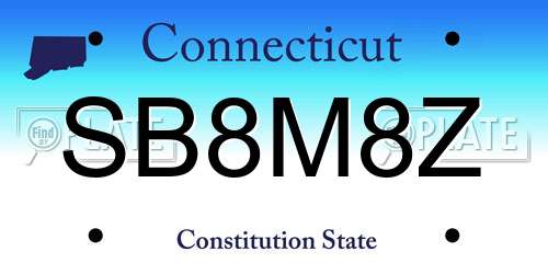 SB8M8Z Connecticut License Plate