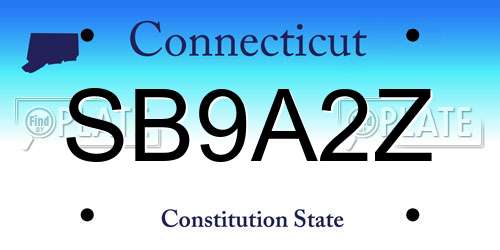 SB9A2Z Connecticut License Plate